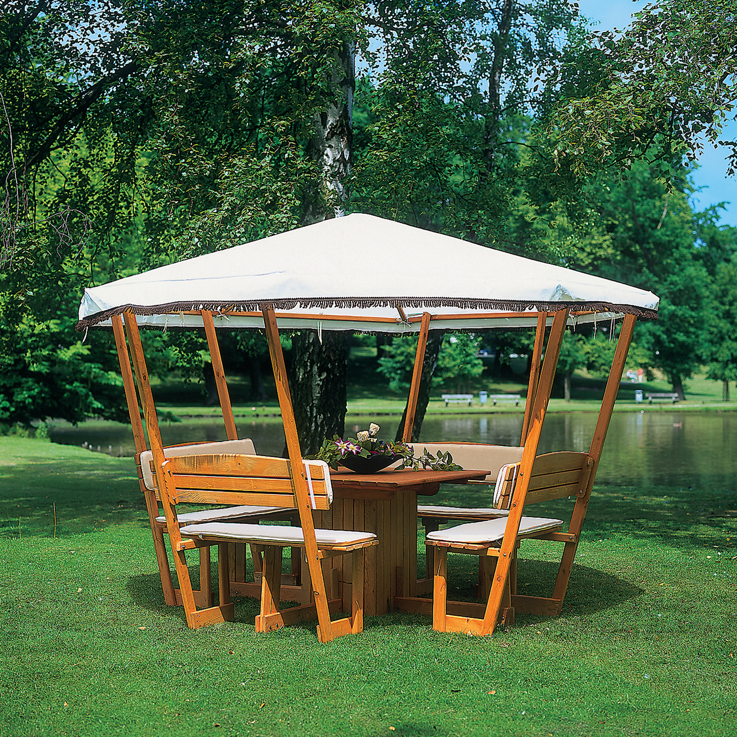 Pavillon "Rosenheim" mit weißem Dach, Set komplett