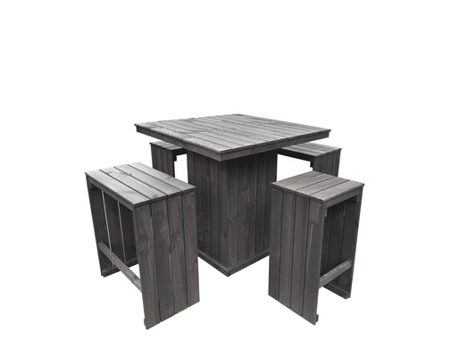 Sitz-Garnitur Grömitz Tisch+2Hocker+2Bänke grau