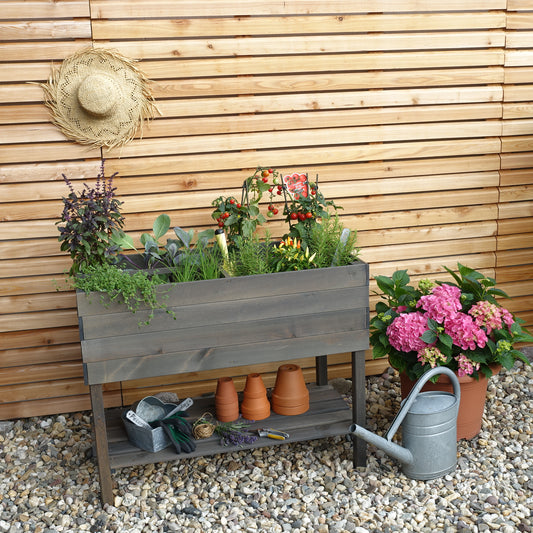 Balkon-Kräuterbeet auf Beinen, grau