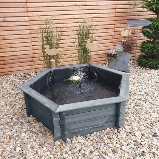 Sechseck-Hochteich 100cm, grau