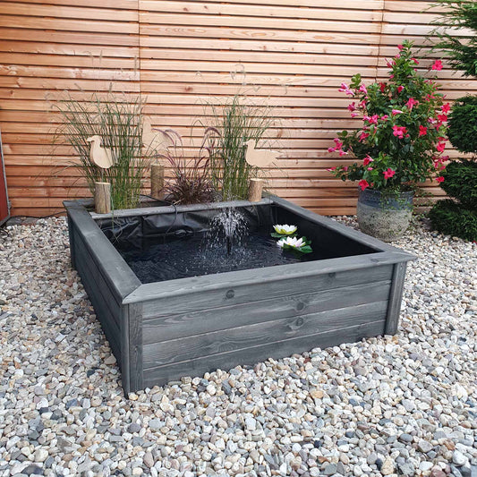 Hochteich mit seitlicher Pflanzzone, grau