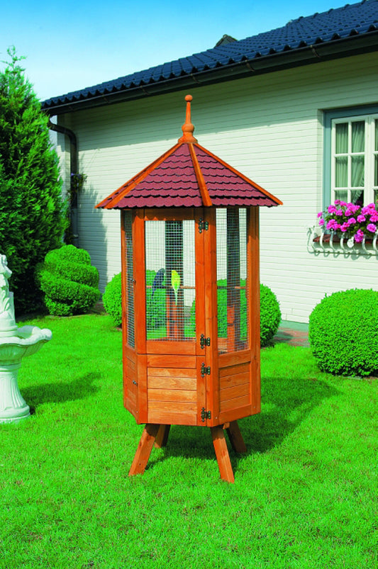 Voliere 6-eckig mit Bitumendach