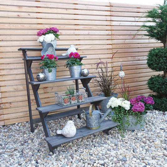 Blumentreppe groß, grau