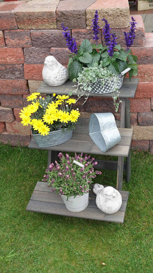 Blumentreppe klein, grau