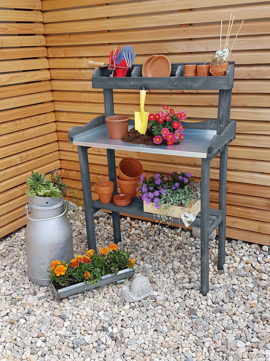 Pflanztisch mit Ablage, grau