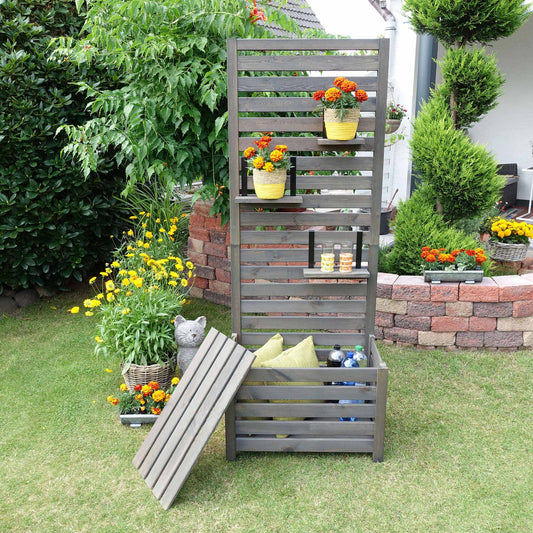 Spaliersichtschutz mit Staukasten, grau