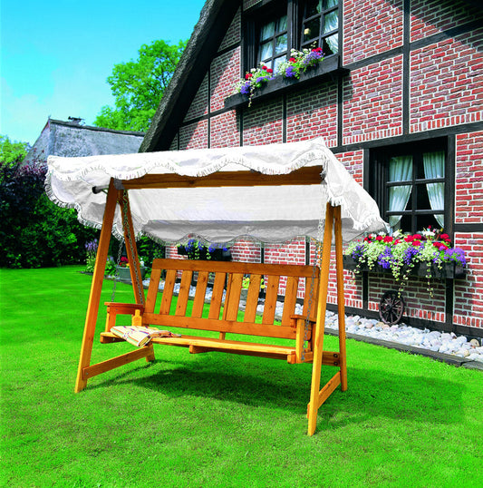 Hollywoodschaukel mit weißem Dach