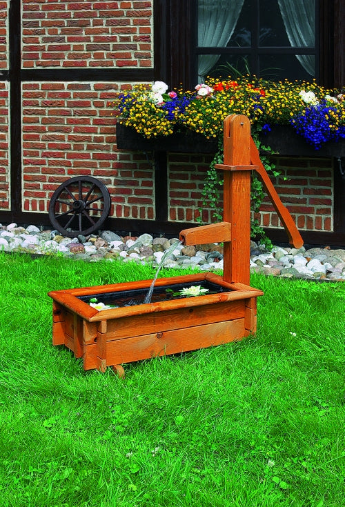 Holztrog eckig 70cm als Wasserspiel Solar