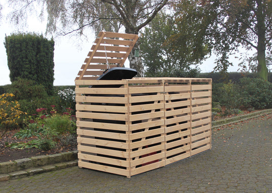 Mülltonnenbox Vario V für 3 Tonnen, natur