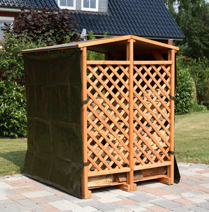 Kaminholzlager mit 2 x Wetterschutz