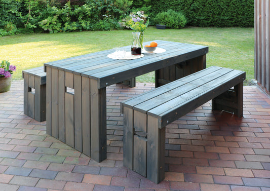 Holz-Garnitur Rotterdam, grau