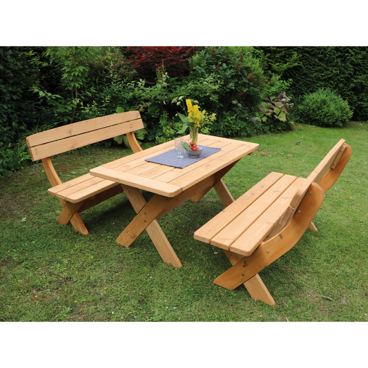 Holz-Garnitur München honigbraun, 2 Bänke + 1Tisch