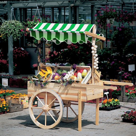 Marktwagen mit Baldachin weiß/grün