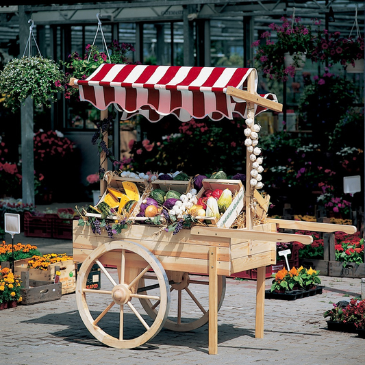 Marktwagen mit Baldachin weiß/rot