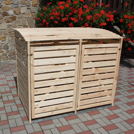 Mülltonnenbox für 2 Tonnen Vario III Promadino, holz, natur