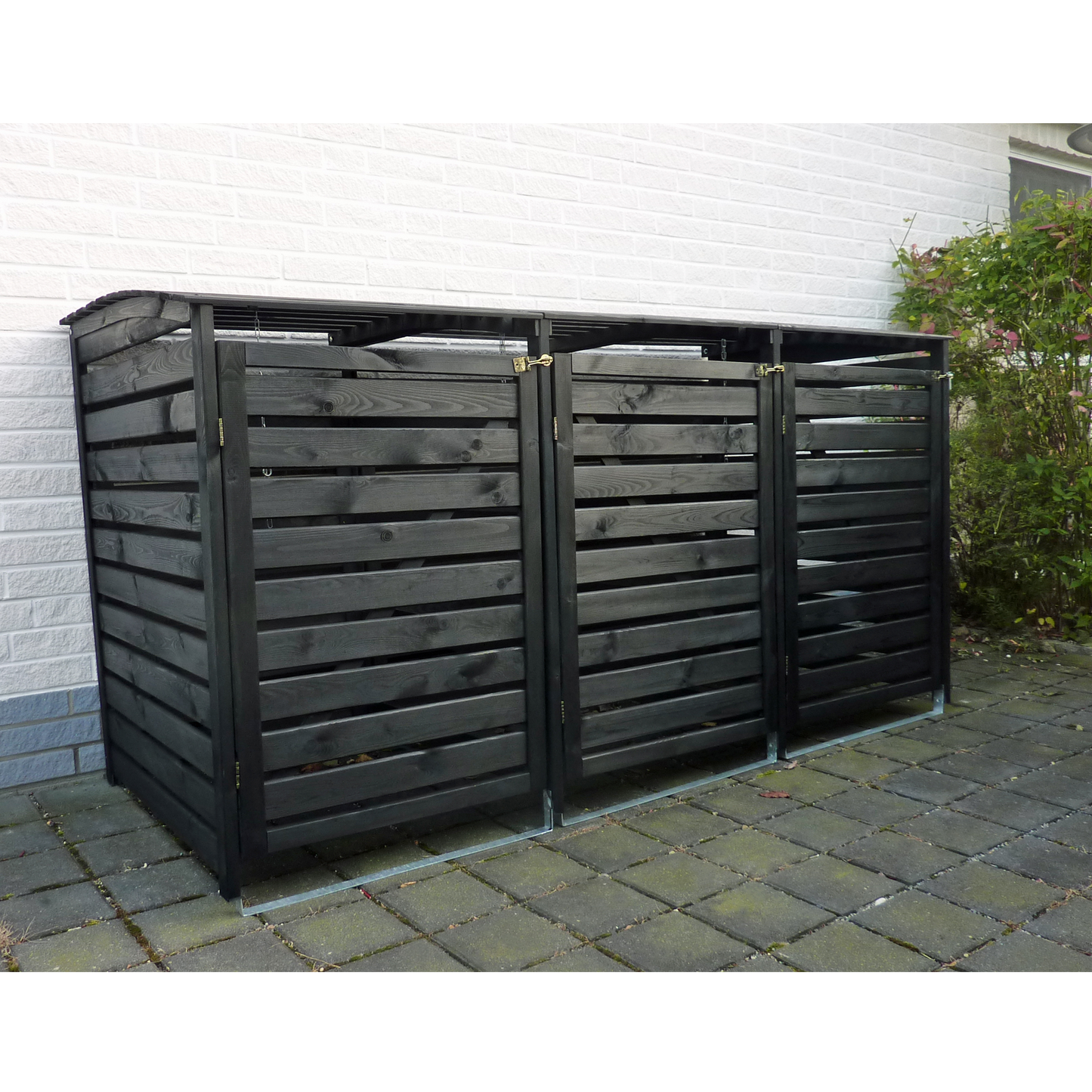 Mülltonnenbox für 3 Tonnen Vario III Promadino, holz, anthrazit