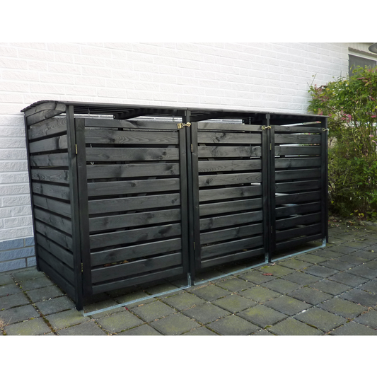 Mülltonnenbox für 3 Tonnen Vario III Promadino, holz, anthrazit