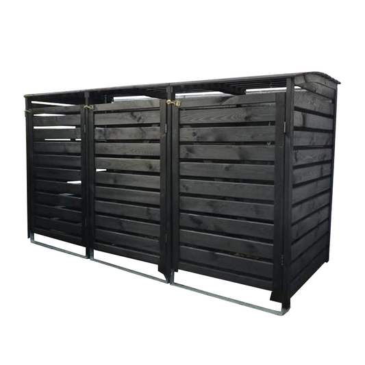 Mülltonnenbox für 3 Tonnen Vario III Promadino, holz, anthrazit