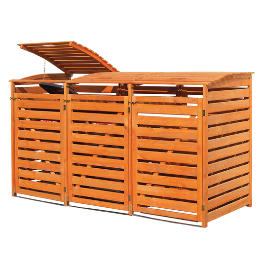 Mülltonnenbox für 3 Tonnen Vario III Promadino, holz, honigbraun