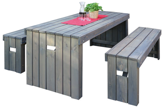 Holz-Garnitur Rotterdam, grau