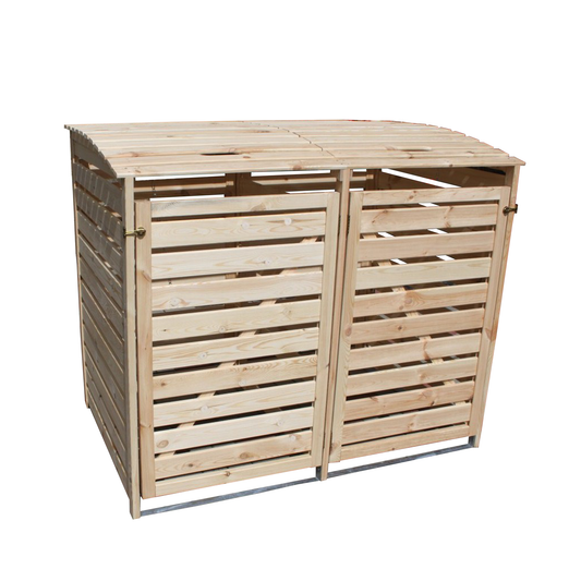 Mülltonnenbox für 2 Tonnen Vario III Promadino, holz, natur