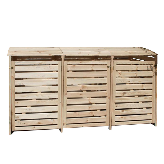 Mülltonnenbox für 3 Tonnen Vario III Promadino, holz, natur