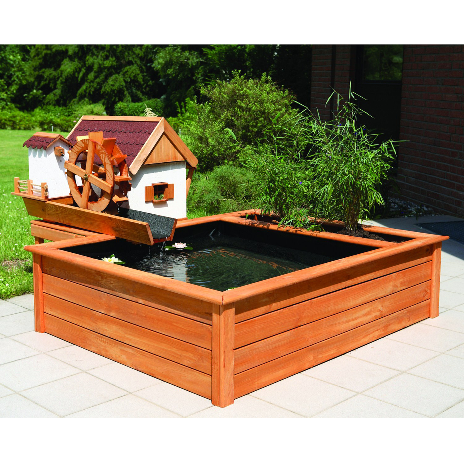 – Podest und Hochteich Wassermühle mit Gartenmagnet Set